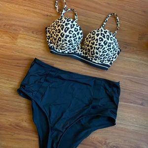 Cheetah high waisted bathing suit